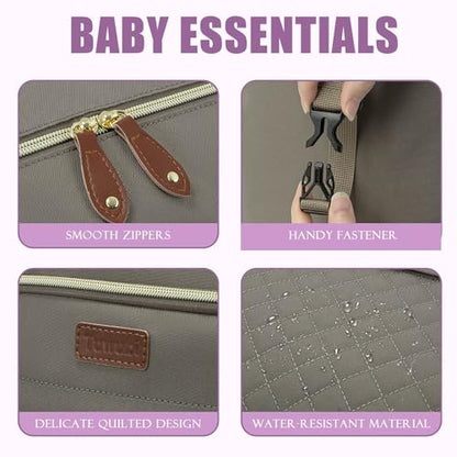 Tuwubi Diaper Bag Tote,Baby Diaper Bag with Pacifier Case - color: Khaki, size: Large