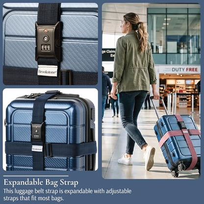 Brookstone Luggage Strap - 2-in-1 TSA-Approved Expandable Luggage Straps for Suitcases with Keyless 3-Digit Combination Lock, Size One Size, Blue (Pack of 2) - color: Blue, size: One Size (Pack of 2)