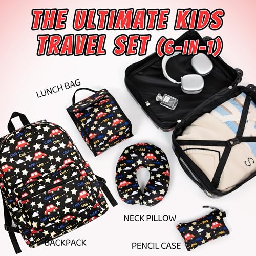 16’’ Kid’s Luggage Set with Spinner Wheels, Hardside with Suitcases,6 Piece - color: Car