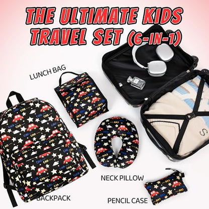 16’’ Kid’s Luggage Set with Spinner Wheels, Hardside with Suitcases,6 Piece - color: Car