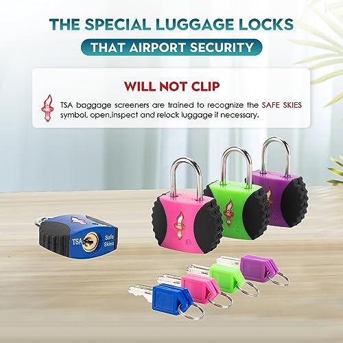 Safe Skies 4-Pack 4-Color Family TSA Travel Key Lock - color: TS006F4