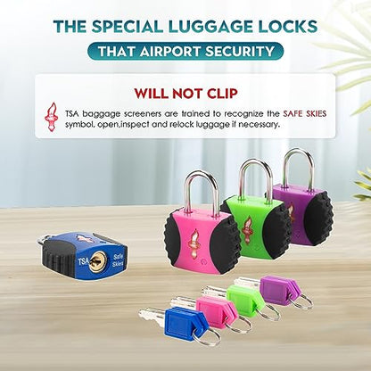 Safe Skies 4-Pack 4-Color Family TSA Travel Key Lock - color: TS006F4