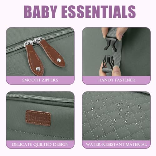 Tuwubi Diaper Bag Tote,Baby Diaper Bag with Pacifier Case - color: Olive Green, size: Medium