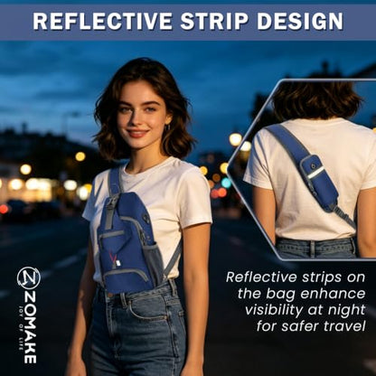 ZOMAKE Sling Bag, Cross Body Bag Shoulder Bag Anti-Theft(Dark Blue) - color: Dark Blue