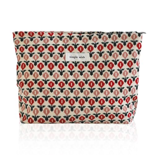 Wudygirl Makeup Bag for Women Travel Cosmetic Bag 10.5"x7.5" Boho Floral - color: Boho Floral