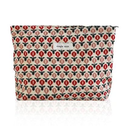 Wudygirl Makeup Bag for Women Travel Cosmetic Bag 10.5"x7.5" Boho Floral - color: Boho Floral