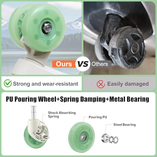 ROPLUS Aluminium Frame Checked-Luggage with Smooth Jelly Wheels, Hardside Zipperless Rolling Suitcase with TSA Lock (WhiteGreen, 28-Inch) - color: White& Green, size: 28 inch
