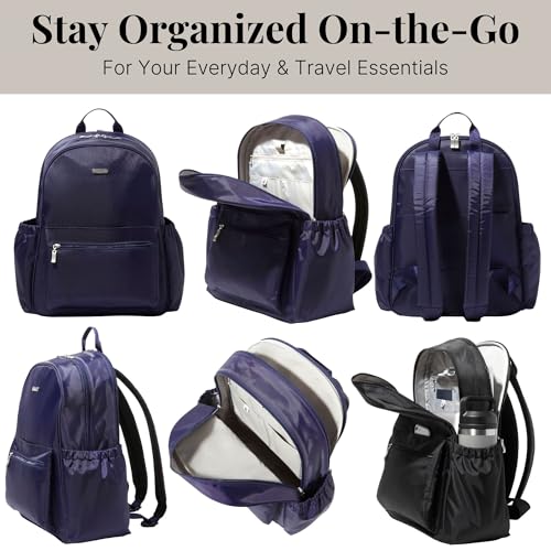 Baggallini Essential Laptop Backpack - 16x12 Inch Travel Backpack with 16" Laptop Sleeve - Lightweight Luggage Backpack - color: Cadet Navy