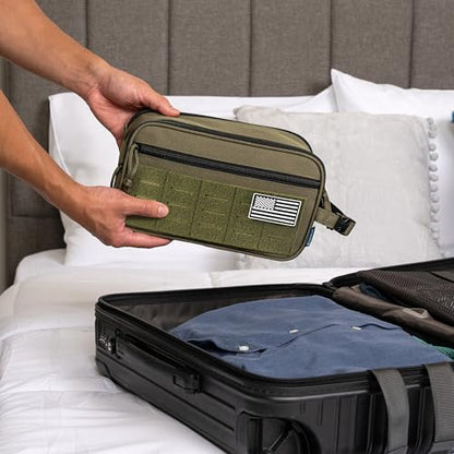 PAVILIA Tactical Toiletry Bag Men, Water Resistant Molle Military, Olive XL - color: Olive, size: Extra Large