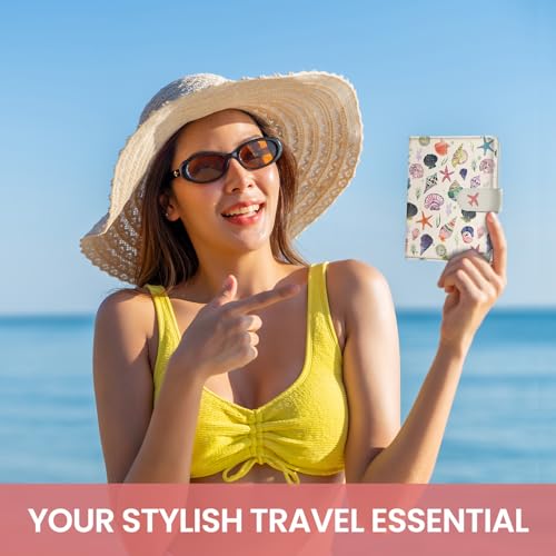 Passport Holder for Travel, RFID Blocking Wallet with Magnetic Closure - color: H-Seashell
