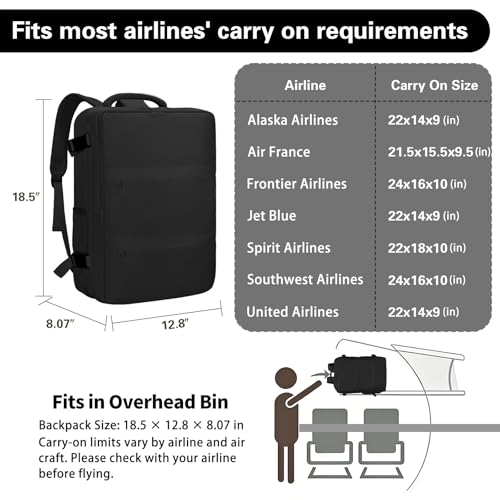 Travel Carry On Backpack for Women, TSA Approved 15.6" Laptop Daypack - color: Black, size: Large