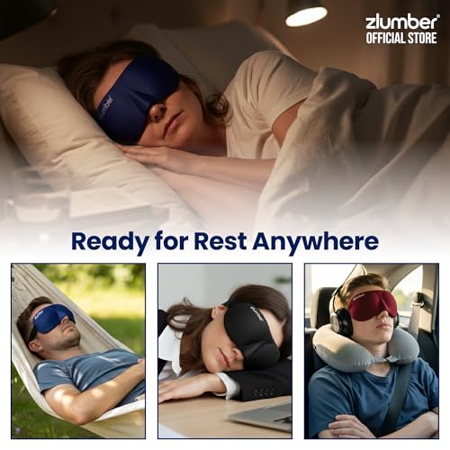 ZLUMBER Eyemasks for Sleeping 3 Pack - Eye Sleep Mask & Blindfold for Sleeping Men Women, 100% Blackout 3D Contoured Face Mask Sleep, Night Masks for Sleeping Men Side Sleepers, Adjustable