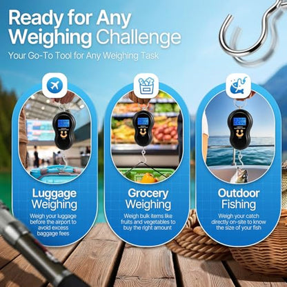 Flexzion Digital Fish Scale & Luggage Weight Scale with Hook, 110 lb/50 kg