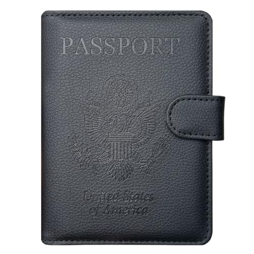 Passport Holder Cover, ACdream Protective Premium Leather RFID Blocking Wallet Travel Case for Passport/Credit Card/Air Ticket, - color: *Black*