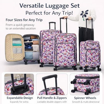 Karriage-Mate 4-Piece Expandable Softside Luggage Set with Spinner Wheels, Lightweight Travel Suitcases for Trips (WC) - color: WC
