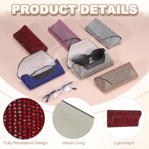 PATIKIL Bling Sunglass Case Eyeglasses Hard Shell w/Rhinestones - color: Red