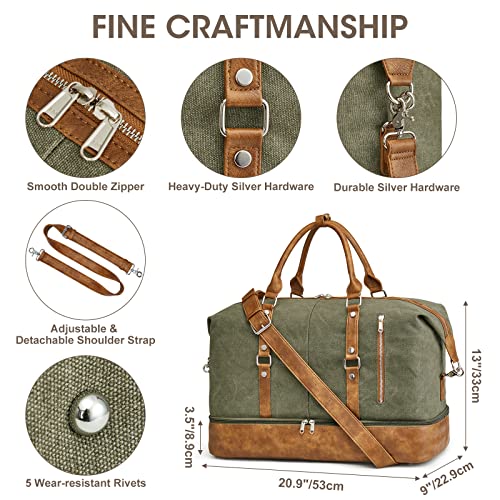 S-ZONE Weekender Bag for Men Canvas Duffle Overnight Travel Bag Army Green - color: B-Army Green