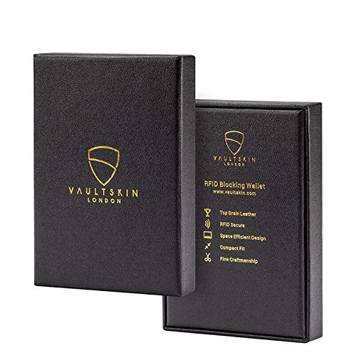 Vaultskin CHELSEA Slim Minimalist Front Pocket Leather Wallet with RFID Blocking for Men with Gift Box (Navy Blue) - color: Navy Blue