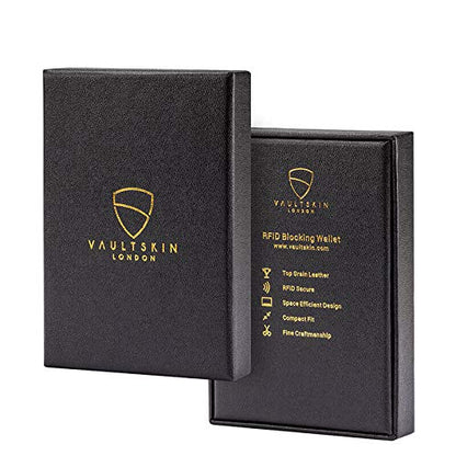 Vaultskin CHELSEA Slim Minimalist Front Pocket Leather Wallet with RFID Blocking for Men with Gift Box (Navy Blue) - color: Navy Blue