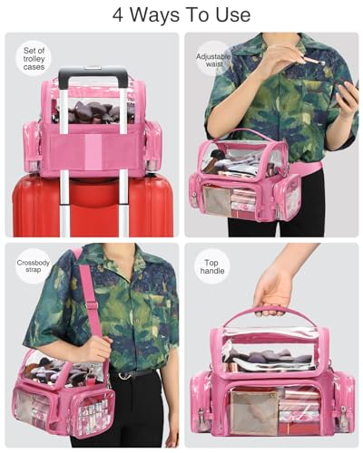Makeup Brush Bag, Large Makeup Brush Holder Professional Makeup Artist - color: pink, size: S