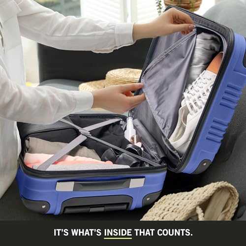 Kenneth Cole REACTION Out of Bounds Lightweight Hardshell 4-Wheel Spinner Luggage, Cobalt Blue, 24-Inch Checked - color: Cobalt Blue, size: 24-Inch Checked