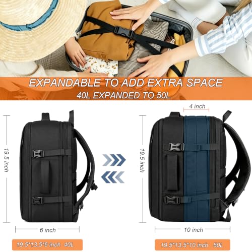 Naukay Travel Backpack, 50L Expandable Carry on Backpack for Men Women - size: 17.3 Inch
