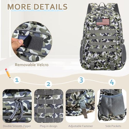 Camo Backpack for Boys, 19'' Boy Bookbag Set with Lunch Box & Pencil Case - color: Camo Backpack Set 2
