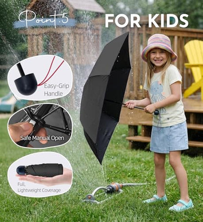 Mini Umbrella for Travel Compact - UPF 100+ UV Sun Umbrella for Purse Backpack,Super mini Sturdy Pocket Folding Umbrella with Absorbent Sleeve, Heavy Duty Parasol - color: 1-Black