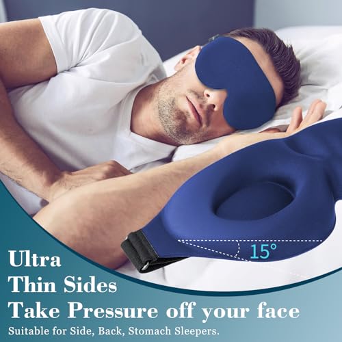ZGGCD Sleep Mask for Side Sleeper, Light Blocking Eye Mask for Women Men - color: Blue