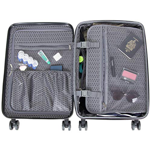 Kenneth Cole REACTION Madison Square Lightweight Hardside Chevron Expandable Spinner Luggage, Black, 2-Piece (20" Carry On + Backpack) - color: Black, size: 2-Piece (20" Carry On + Backpack)