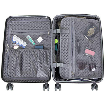 Kenneth Cole REACTION Madison Square Lightweight Hardside Chevron Expandable Spinner Luggage, Black, 2-Piece (20" Carry On + Backpack) - color: Black, size: 2-Piece (20" Carry On + Backpack)