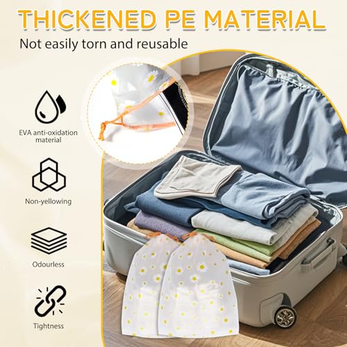 Shoe Bags for Travel, Waterproof Drawstring Shoe Bags for Packing - color: Daisy