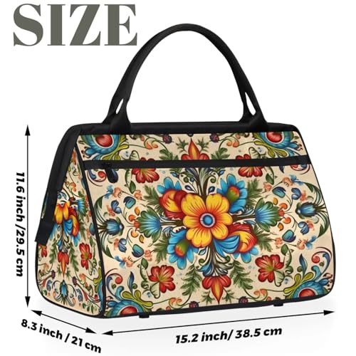 Tribal Flower Weekender Overnight Bag for Women Travel Gym Sport - color: D 008