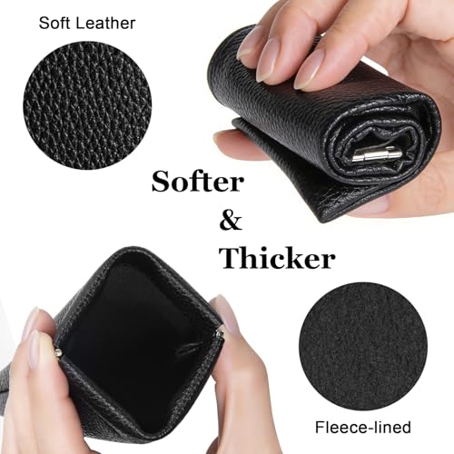 RayLove 3 Pack Leather Eyeglasses Cases PU Soft Sunglasses Pouch Squeeze Top Portable Glasses Cases for Men Women