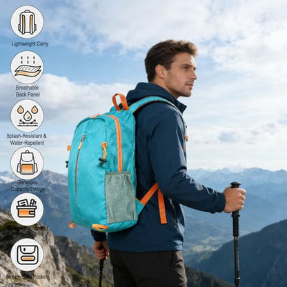 Hiking Daypack,Water Resistant Lightweight Packable Small Backpack for Travel Camping Mountaineering Outdoor for Women Men-Blue