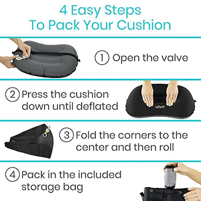 Vive Inflatable Lumbar Pillow - Cushion for Airplane Seat Travel Support
