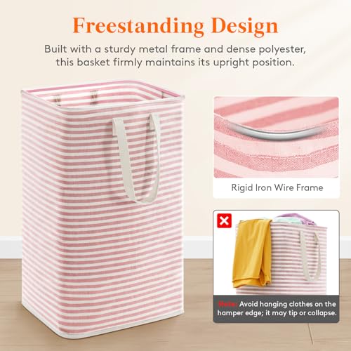 Lifewit 75L Large Collapsible Laundry Basket with Extended Handles, Pink - color: Pink, size: 75L
