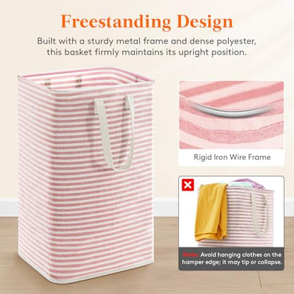 Lifewit 75L Large Collapsible Laundry Basket with Extended Handles, Pink - color: Pink, size: 75L