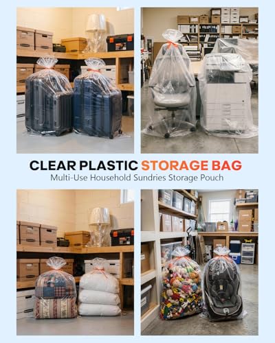 45x65 Inch Extra Large Clear Plastic Storage Bag for Luggage Cover, 8 Pack - size: XX-Large (45"x65")