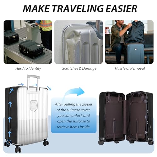 Transparent PVC Suitcase Cover, No Disassembly Required Clear Luggage Protector Suitcase Cover - color: Black, size: 26