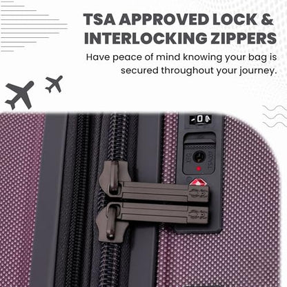 Spyder Rails 25 Inch Expandable Hardside Checked Suitcase with 360° Spinner Wheels, TSA Approved Lock - color: Burgundy, size: Medium Checked