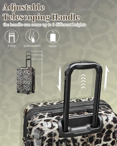 Checked Luggage, Expandable 28 Inch Hardside Suitcase - color: Cheetah, size: L(checked-28")