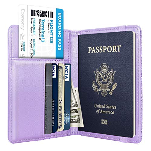 Coco Rossi Passport Holder for Travel Women Slim RFID Passport Cover Wallet - color: Glitter Purple