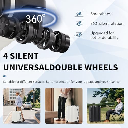 Krute Zipperless Luggage with Spinner Wheels 100% PC Hardside 24in Suitcase - color: White, size: Medium (24 Inch)