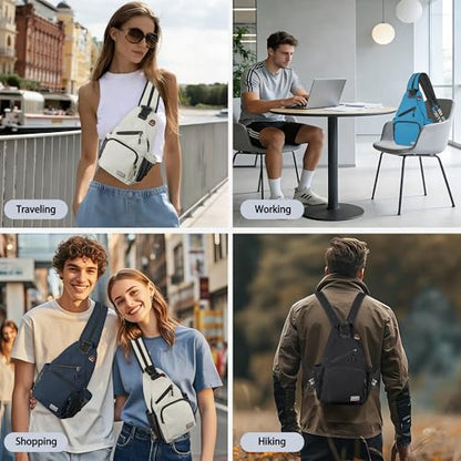 Geestock Convertible Sling Bag Crossbody Backpack for Women Men, Black - color: Black, size: Large