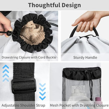 150L Laundry Bag Backpack with 3 Sizes Mesh Wash Bags and Shoulder Straps - color: White, size: 150L