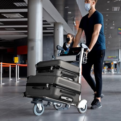 Karl home 24in Checked Luggage, Medium Suitcase with Wheels, Dark Grey - color: Dark Gray, size: 24 Inch