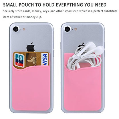 3 Pack Adhesive Card Holder for Back of Phone,Stick on Credit Card Pouch | Silcone Sticky Card Holder for Phone Case,Cell Phone Wallet Pocket Stick On,Credit Card Sleeve for iPhone,iPad,Galaxy,Android - color: Black,White,Pink