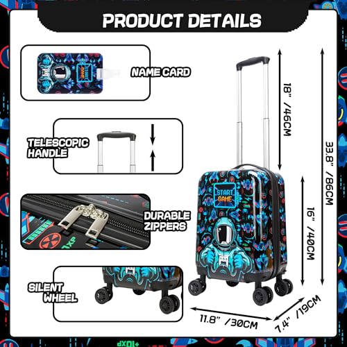 Kids Luggage Set Carry On Rolling Suitcase with U shaped Pillow Toddler Suitcase for Boys Travel Set Rocket Hardside Luggage with Spinner Wheels Airline Approved - color: 1 Astronaut