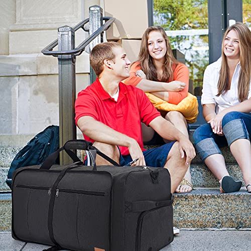 80L EXTRA LARGE Foldable Waterproof Travel Duffle Bag for Men and Women - color: Black, size: 80L